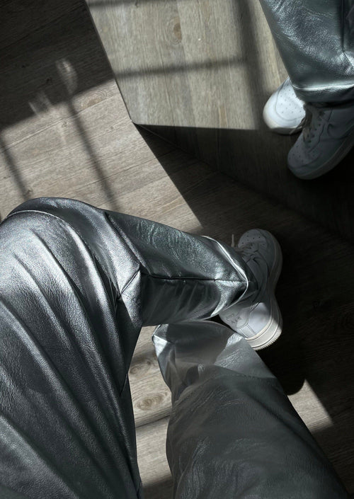 Jogging simili cuir silver
