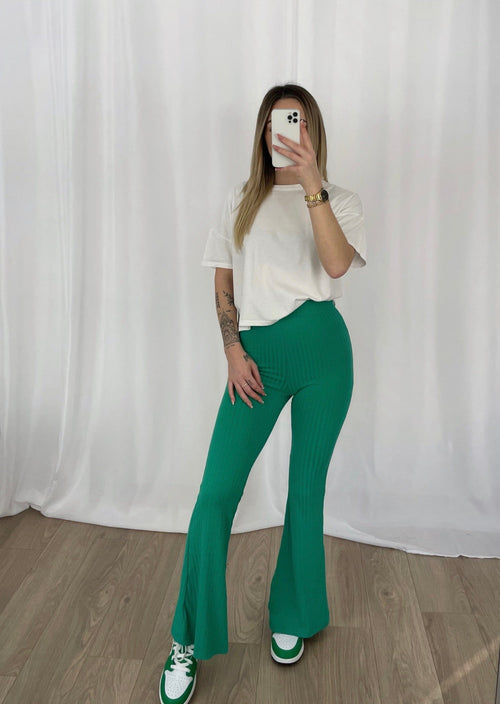 Pantalon vert évasé