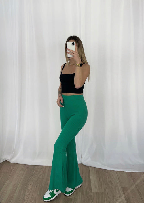Pantalon vert évasé