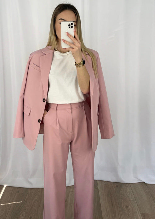 Pantalon tailleur rose (création)