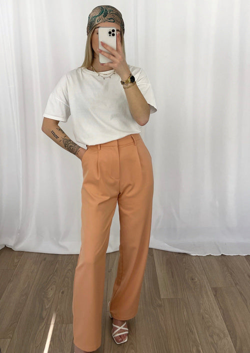 Pantalon tailleur pêche (création)