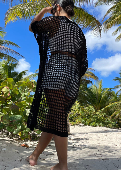 Kimono crochet noir