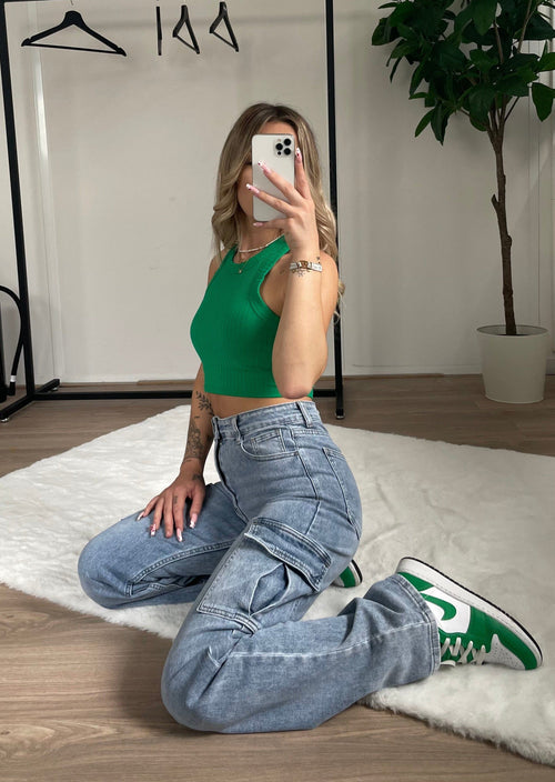 Jean cargo bleu