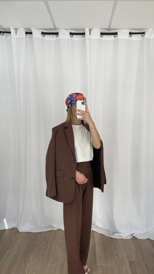 Veste tailleur chocolat (création)