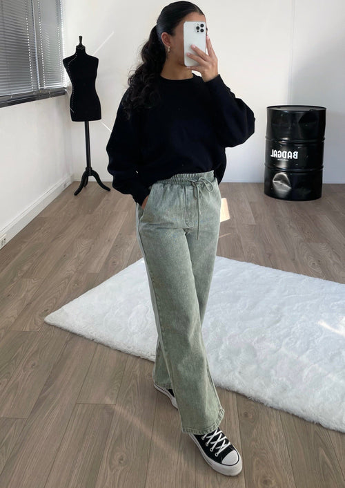 Jeans jogging kaki (petite)