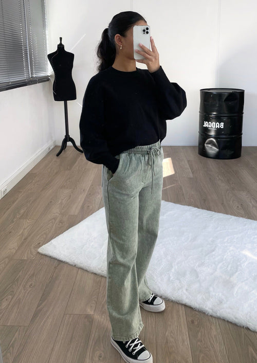 Jeans jogging kaki (petite)