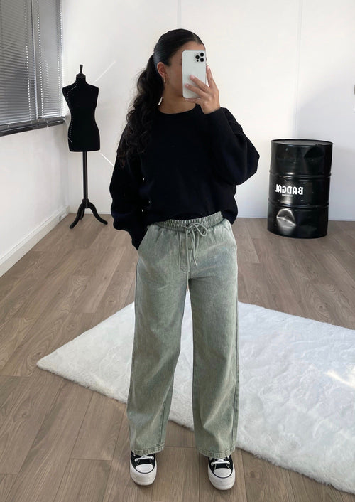 Jeans jogging kaki (petite)